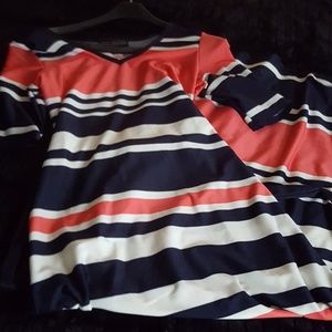 Karen Stevens Peach & Blue Strip Maxi Dress